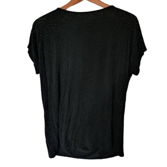 Eileen Fisher Beaded Charcoal Black Cowl Neck Top Tee size M Medium - Picture 9 of 10